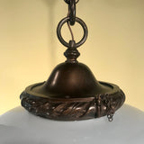 A Suite of 6 Large Opaline Globe Bronze-Mounted Pendant Fixtures