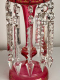 Large Antique Pair of Gilt  Cranberry Lusters