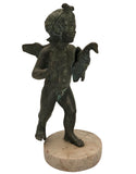Bronze Figure of Cupid, a Goose Under His Arm