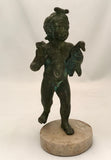 Bronze Figure of Cupid, a Goose Under His Arm