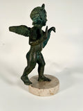 Bronze Figure of Cupid, a Goose Under His Arm