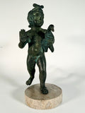 Bronze Figure of Cupid, a Goose Under His Arm
