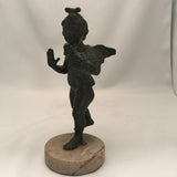 Bronze Figure of Cupid, a Goose Under His Arm