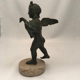 Bronze Figure of Cupid, a Goose Under His Arm