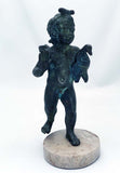 Bronze Figure of Cupid, a Goose Under His Arm