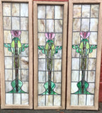Set of Three Art Nouveau Stained Glass Windows