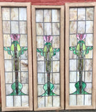 Set of Three Art Nouveau Stained Glass Windows