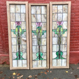 Set of Three Art Nouveau Stained Glass Windows