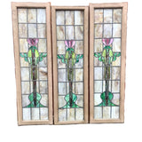 Set of Three Art Nouveau Stained Glass Windows