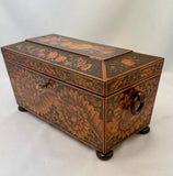 Early Victorian Penwork Tea Caddy