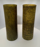 Pair of Marcello Fantoni Green Glazed Cylinder Vases
