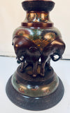 Japanese Champlevé Bronze Elephant Floor Oil Lamp