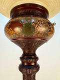 Japanese Champlevé Bronze Elephant Floor Oil Lamp
