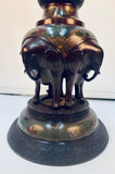 Japanese Champlevé Bronze Elephant Floor Oil Lamp
