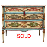 Neo-Classical Polychrome Three-Drawer Marble Top Commode