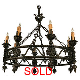 Antique Continental Wrought Iron Chandelier