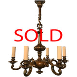 Dutch Style Bronze Six-Arm Chandelier