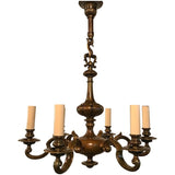 Dutch Style Bronze Six-Arm Chandelier