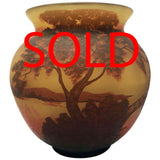 French Cameo-Cut Spherical Art Glass Vase by Arsall