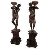 Pair of Ebonized Blackamoors on Pedestals