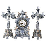 Antique German Three Piece Porcelain Clock Garniture