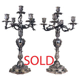 Important Pair of Louis XV Style Five-Light Silver Candelabra