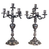 Important Pair of Louis XV Style Five-Light Silver Candelabra