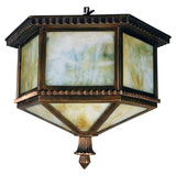 Art Deco Bronze Hex-Angle Flush Mount Pendent