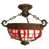 American Early 20th Century Leaded Bowl Pendent