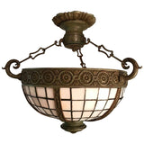 American Early 20th Century Leaded Bowl Pendent