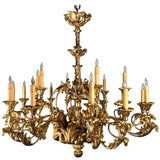 19th Century Louis XV Style Giltwood 18-Light Chandelier