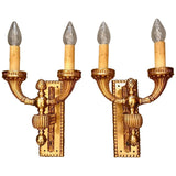 Pair of Belle Époque Louis XVI Style Bronze-Dore Wall Sconces