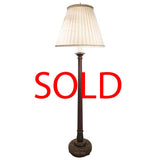 1930s Mahogany Floor Lamp with Fine Custom Silk Shade
