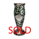Art Nouveau Silver Overlay Green Vase