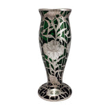 Art Nouveau Silver Overlay Green Vase