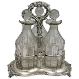 Triple Decanter Tantalus Set with Silver Plated Stand