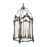 Antique Louis XV Style Five-Panel Bronze Hall Lantern