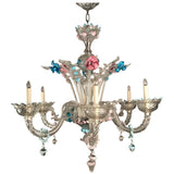 Italian Six Light Murano Lead Crystal Chandelier