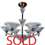 Art Deco Opulence Glass and Copper Chandelier by Ezan