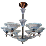 Art Deco Opulence Glass and Copper Chandelier by Ezan