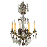 Early French Six-Light Bronze Chandelier