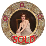 Antique Vienna Cabinet Plate "Unschuld." Signed  Wagner