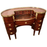 Antique French Louis XVI Style Mahogany and Parquetry Bureau a Rognon