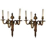 Pair of Louis XVI Style Three-Light  Wall Sconces