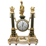 French, Louis XVI Period Marble and Ormolu Portico Clock