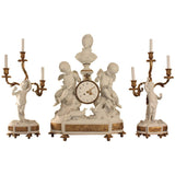 Fine and Large Sèvres Bisque Clock Garniture De Cheminée