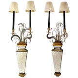 Pair of Two-Light Mirrored Wall Sconces