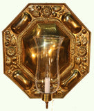 Pair of Octagonal Embossed Brass Reflectors