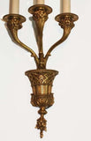 Pair of Louis XVI Style Bronze Basket Wall Sconces