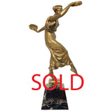 Bronze Sculpture of Lady with Tambourines Signed S Lugli